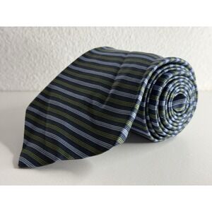 NWT Brooks Brothers Mens NECK Green Blue Tie Silk With Stripes